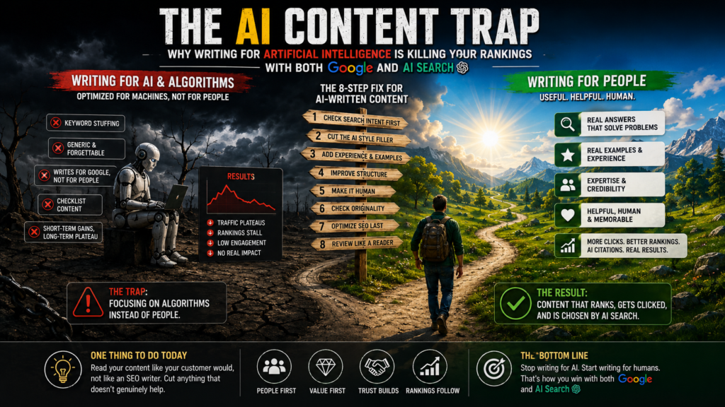 The AI Content Trap: Why Writing FOR AI Is Killing Your Rankings With Both Google AND AI Search